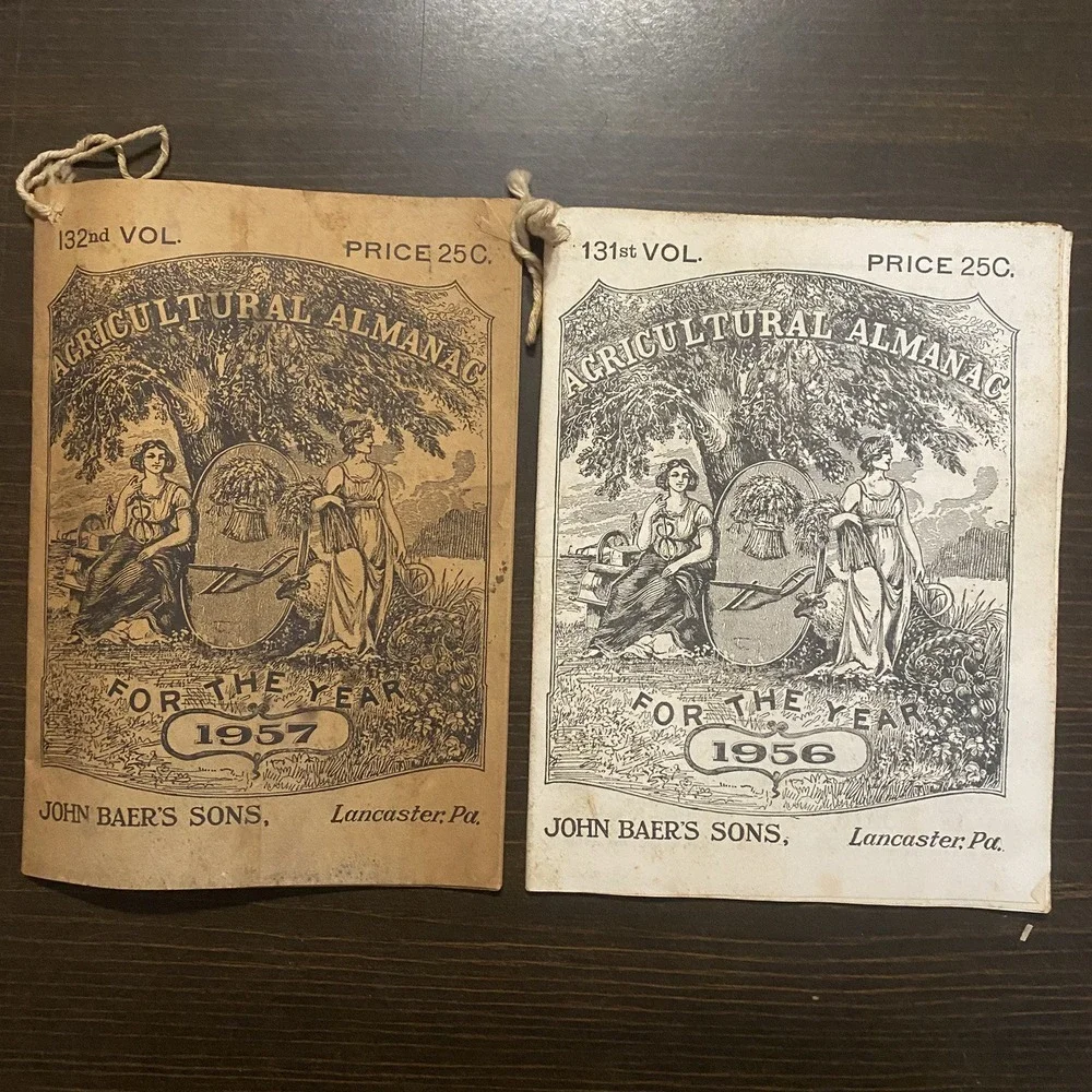 10 Antique Agricultural‎ Almanacs farm 1950-1959 John Baer's Sons Lancaster